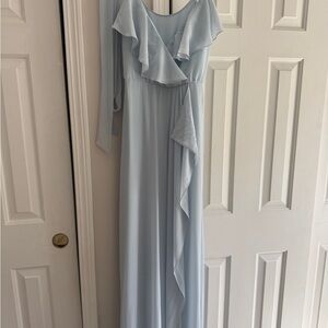 Elegant Light Blue Ruffle Dress